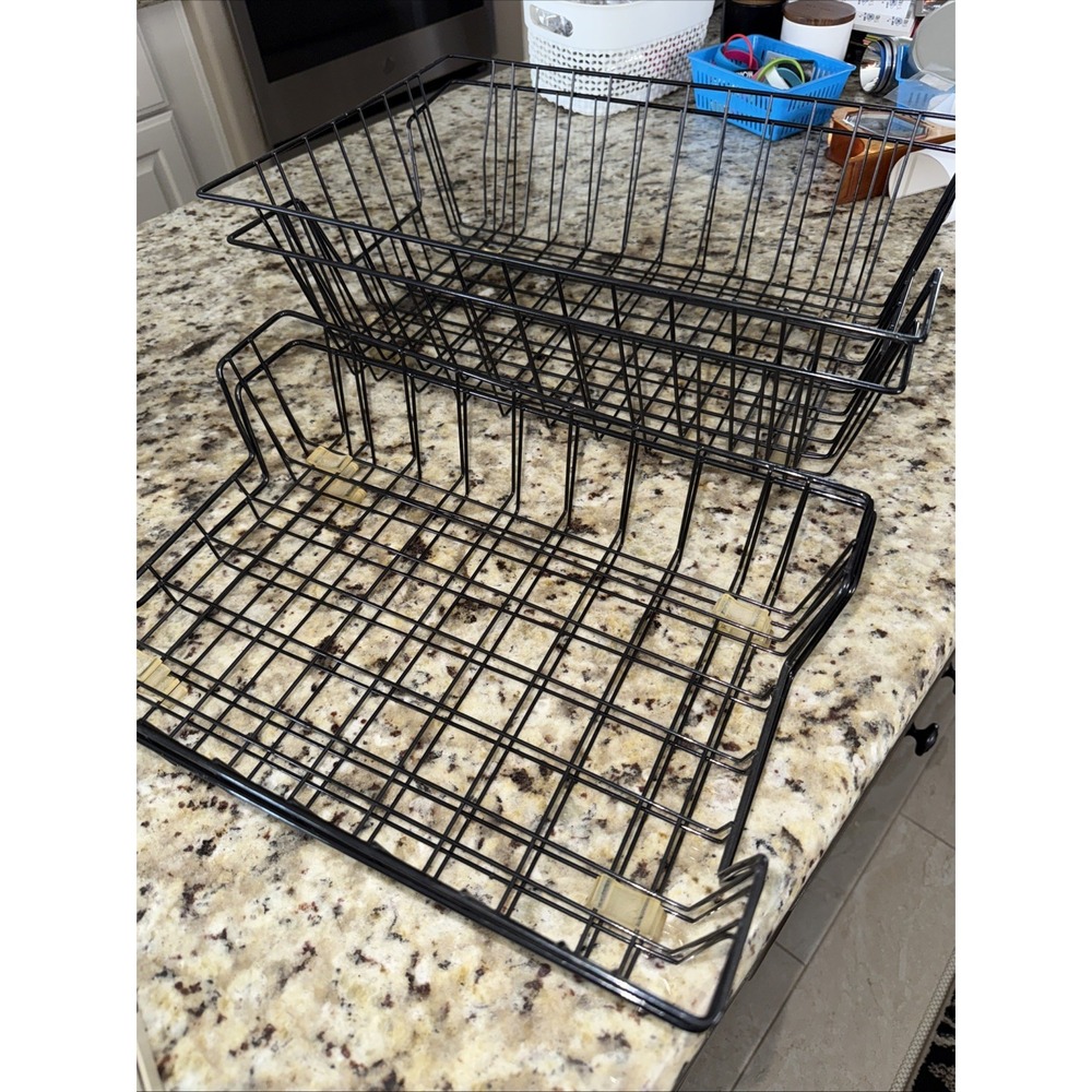 2-3" And 2-5" tall Black‎ Coated Metal Wire Letter Tray Baskets Vantage